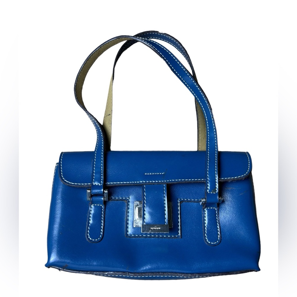 MONDANI NEW YORK WOMENS HANDBAG BLUE LEATHER PURSE